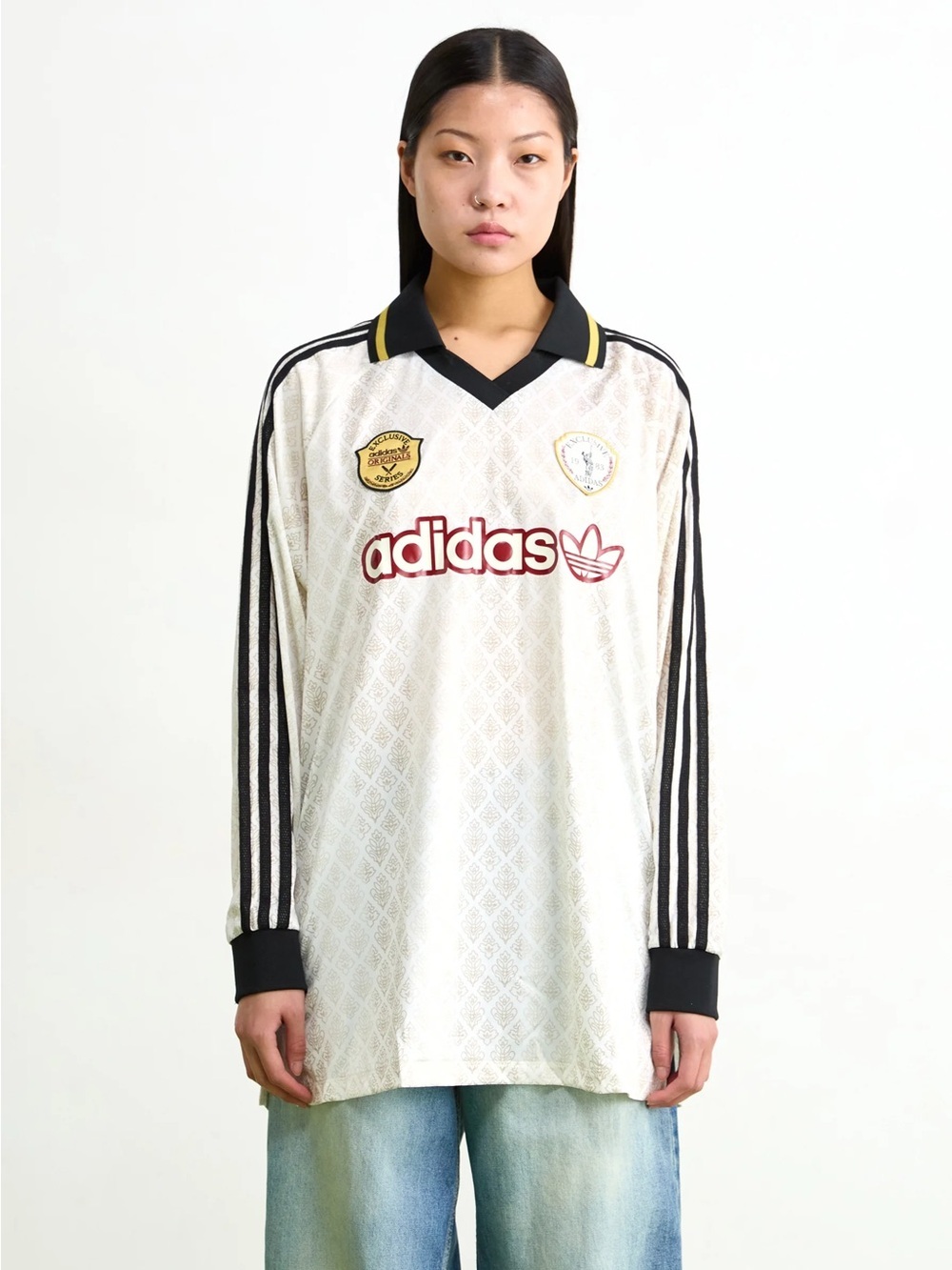 adidas White Long-Sleeve Retro Jersey